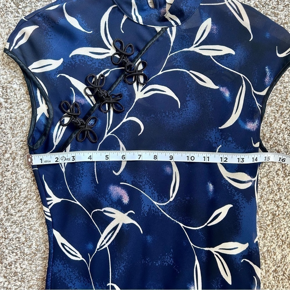 🦋 Ronni Nicole Vintage Blue Asian Inspired Style Mini Dress Size 6 - Picture 5 of 6